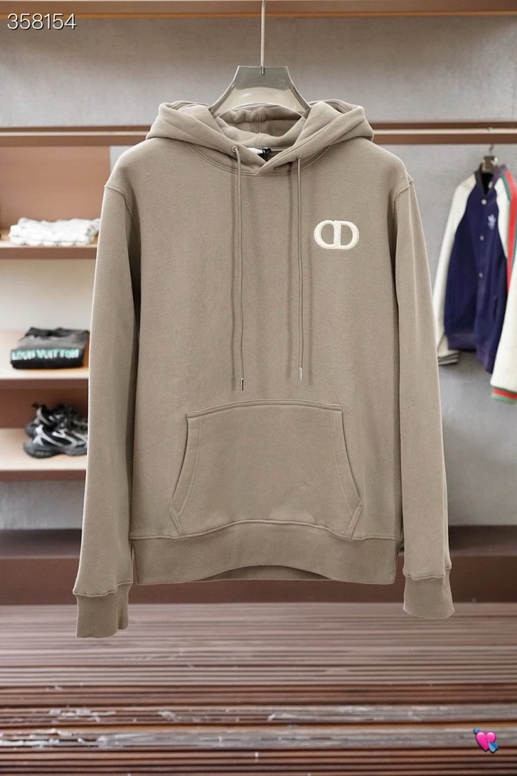 DiorClassic CD embroidered hooded pure cotton men's fashionable casual hooded sw
