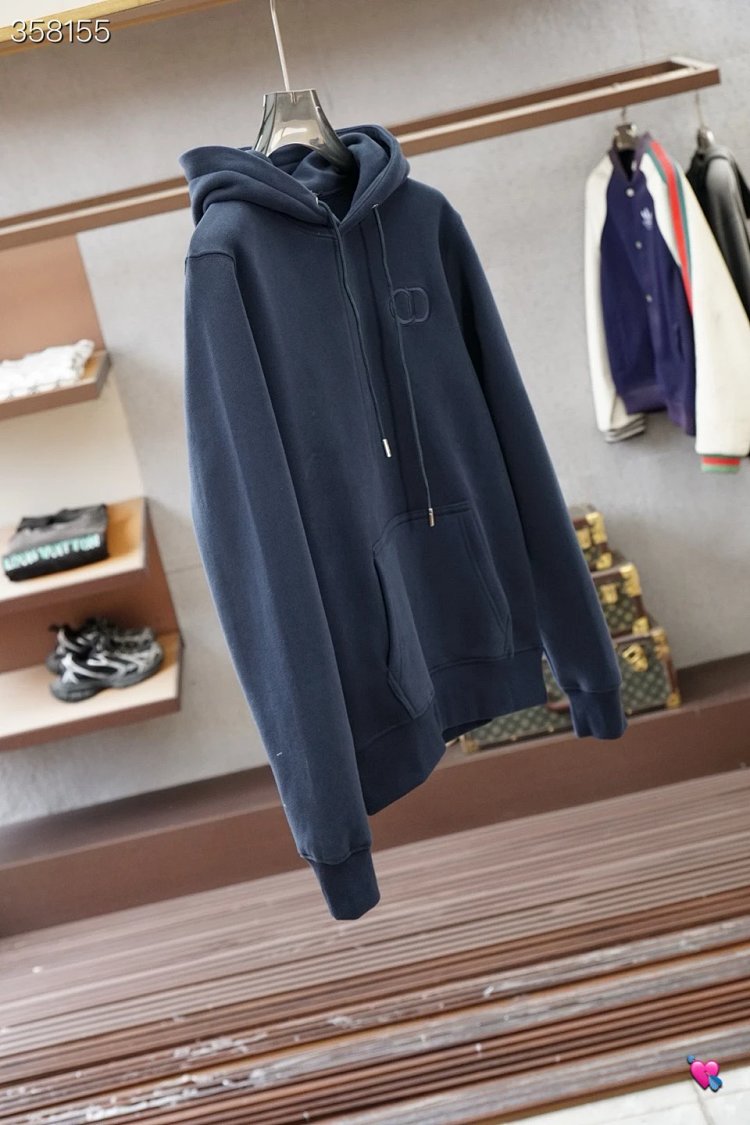 DiorDior classic CD embroidered hooded pure cotton men's fashionable casual hooded sweatshirt | Suyp