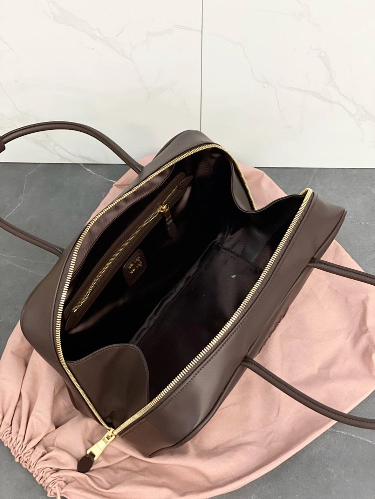 miumiu Original Leather Handheld Official Document Bag for Women 2025 New Large Capacity Retro Under