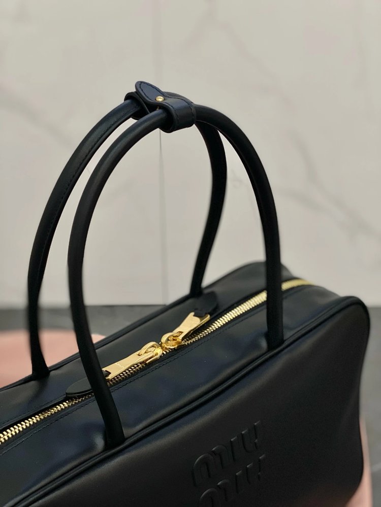miumiu Original Leather Handheld Official Document Bag for Women 2025 New Large Capacity Retro Under
