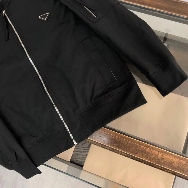 Prada men's jacket baseball collar zipper jacket cardigan solid color men's casual | Suyperbuy Sprea