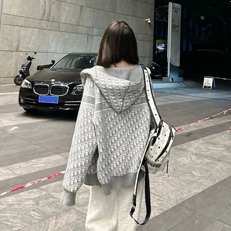 DIOR  Light luxury full print spring and autumn jacket, unisex trendy brand cardigan and hooded jack