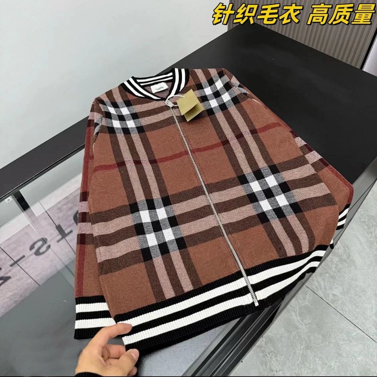 Burberry Knitted Sweater Splicing Checkered Cardigan Light Luxury Jacket Men's Trendy Brand | Suyper