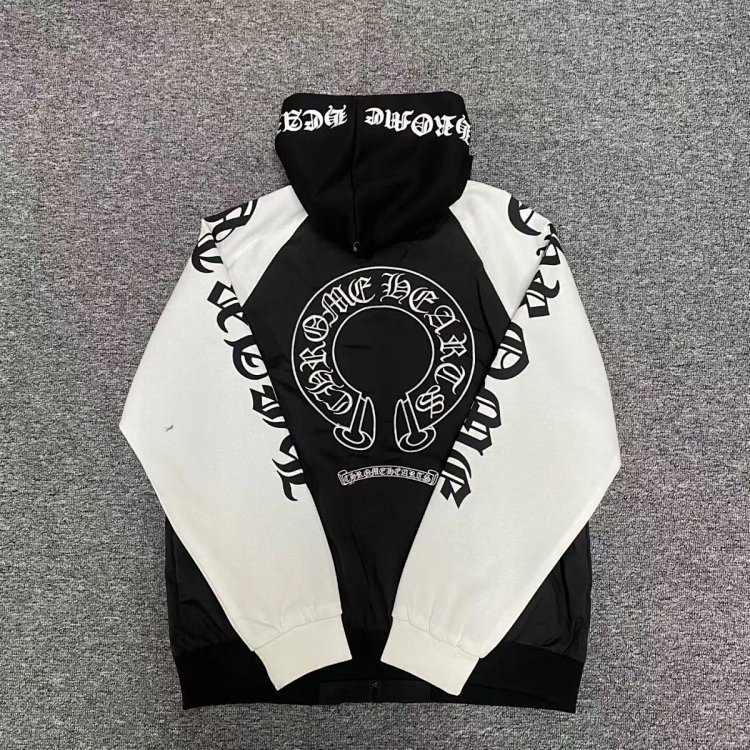 Chrome Hearts light luxury Sanskrit printed spring and autumn cardigan hooded jacket men's trendy br
