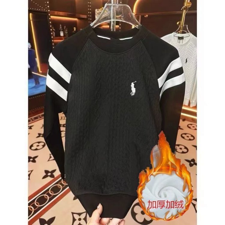 Ralph Lauren Long Sleeve Men's and Women's Same Style Velvet Warm Hoodie Bottom Shirt | Suyperbuy Sp