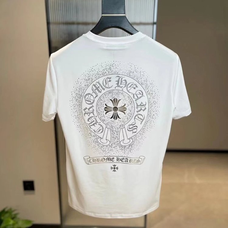 Chrome Hearts  Hot Diamond Light Luxury Short Sleeve T-shirt Black Unisex CH Short Sleeve Light Luxu