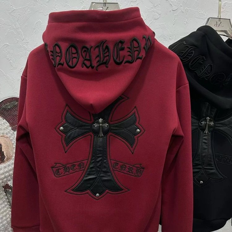 Chrome Hearts hooded sweatshirt, autumn and winter cross long sleeved fleece jacket | Suyperbuy Spre