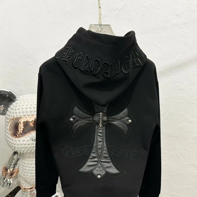 Chrome Hearts hooded sweatshirt, autumn and winter cross long sleeved fleece jacket | Suyperbuy Spre