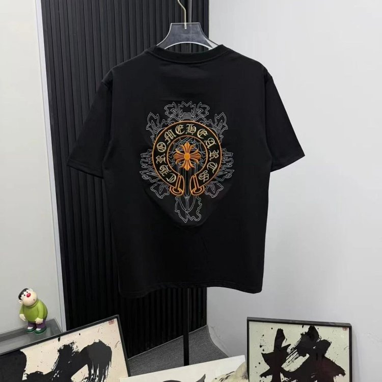 Chrome Hearts Light Luxury Embroidered Short Sleeve T-shirt Black and White Unisex | Suyperbuy Sprea