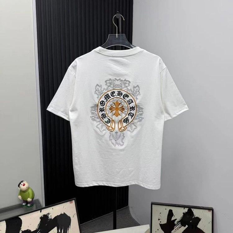 Chrome Hearts Light Luxury Embroidered Short Sleeve T-shirt Black and White Unisex | Suyperbuy Sprea