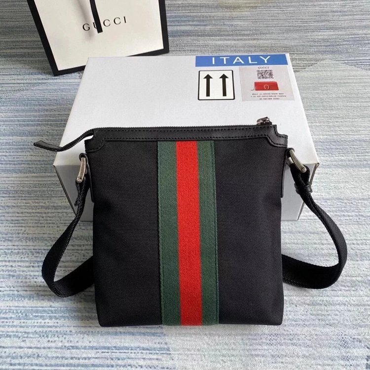 Gucci crossbody bag with red and green stripes, men's shoulder bag, large size 387111, small size 47