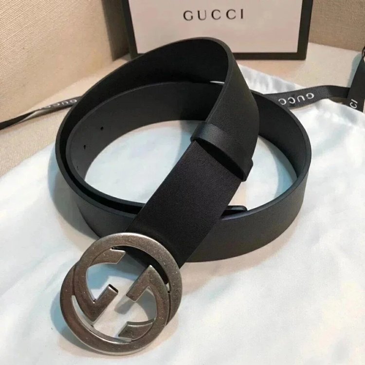 Gucci counter version men's belt double buckle business casual belt smooth buckle pants belt | Suype