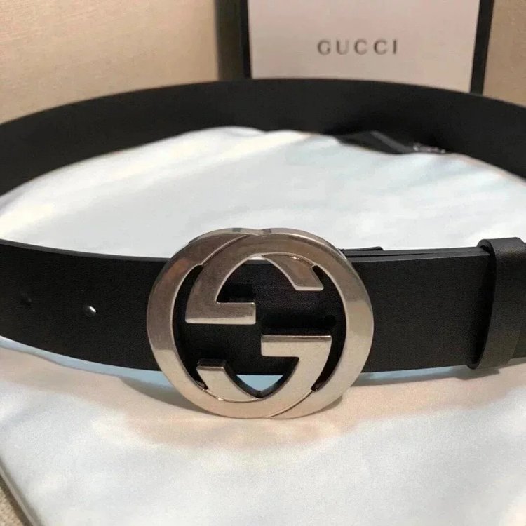 Gucci counter version men's belt double buckle business casual belt smooth buckle pants belt | Suype