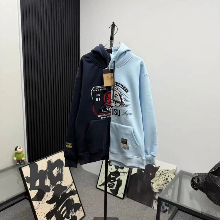 EVISU black and blue dual tone hoodie