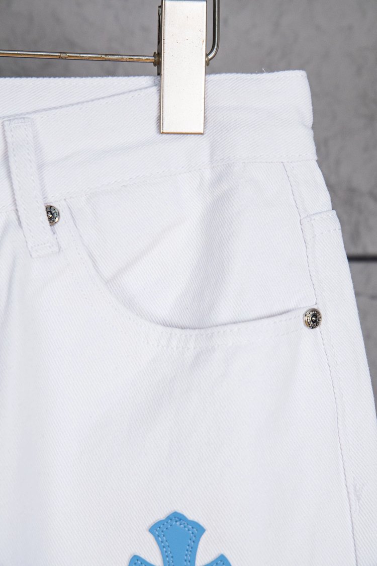 Chrome Hearts  Cross white blue label leather jeans pants | Suyperbuy Spreadsheet
