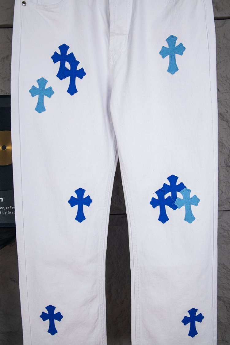 Chrome Hearts  Cross white blue label leather jeans pants | Suyperbuy Spreadsheet