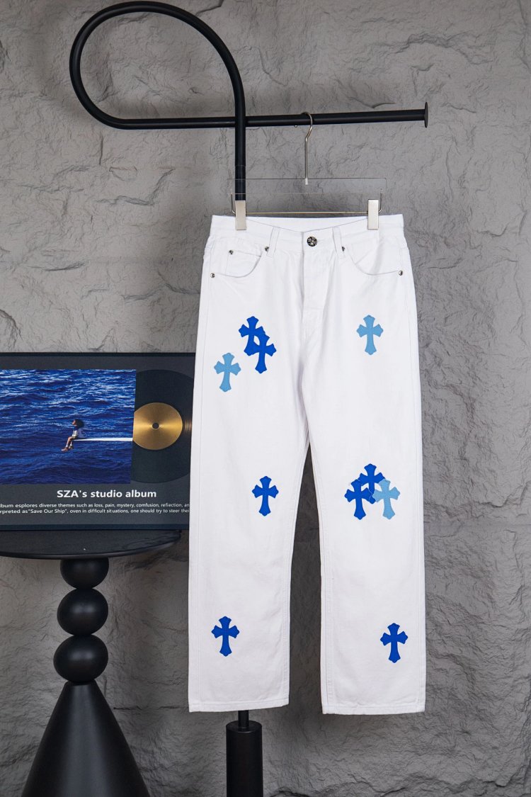 Chrome Hearts  Cross white blue label leather jeans pants | Suyperbuy Spreadsheet