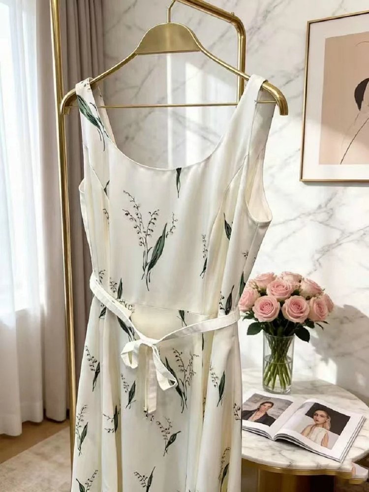 skirrt  Summer new product French retro lily of the valley print suspender skirt | Suyperbuy Spreads