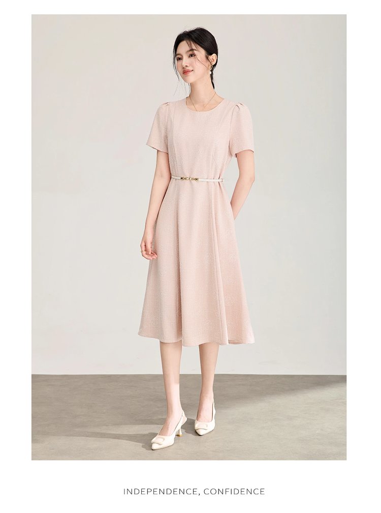 Summer New Product Light Luxury Camellia Jacquard Knitted Tencel Waist slimming Dress | Suyperbuy Sp