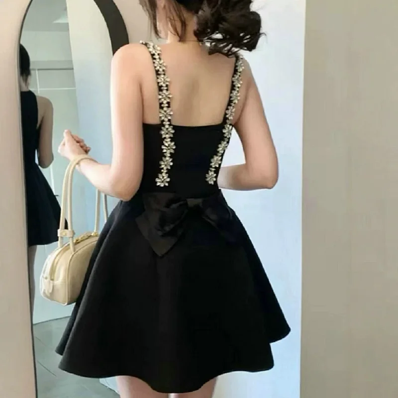 skiirt Summer new French heavy industry rhinestone suspender dress | Suyperbuy Spreadsheet