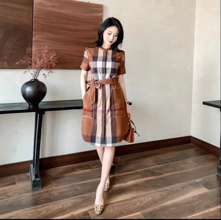 Burberry  British style casual mid length shirt skirt with floral patterns | Suyperbuy Spreadsheet